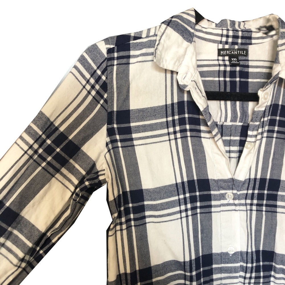 Blue and White Plaid Long Sleeve Dress